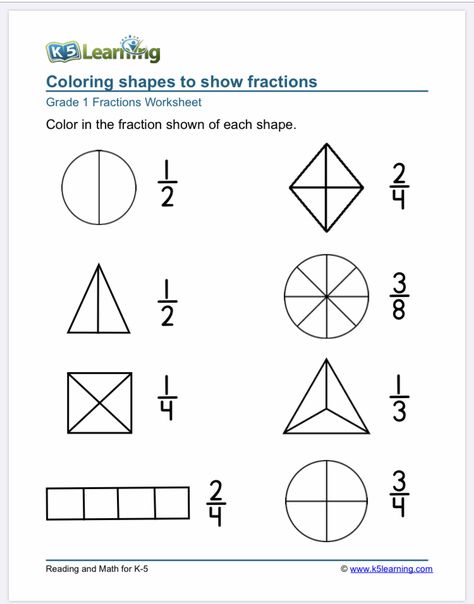 Kindergarten fractions Preschool Sight Words Activities, Math Fractions Worksheets, Writing Fractions, Learning Fractions, Fraction Activities, 2nd Grade Math Worksheets, Fractions Worksheets, Free Math Worksheets, Math Work