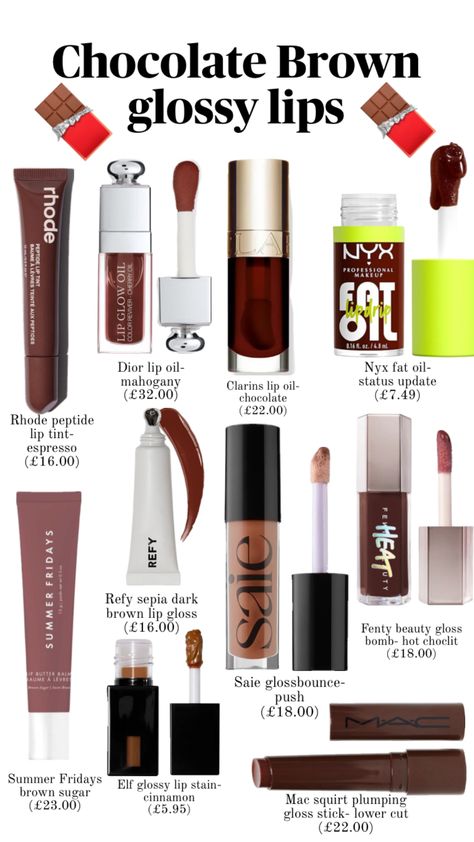 Glossy brown lips #brown #lipgloss #makeup #glossylips #beauty Chocolate Lip Gloss, Brown Lipgloss, Chocolate Lips, Brown Lips, Lipgloss Makeup, Birthday Cake Decorating Ideas, Cake Decorating Ideas, Birthday Cake Decorating, Lipsticks