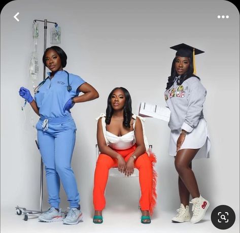 Nurse Graduation Pictures Black, Graduation Pictures Black Women Nursing, Nurse Practioner Graduation Pictures, Nursing Photoshoot Ideas Black Women, Nurse Studio Photoshoot, Lpn Nursing Graduation Pictures, Lpn Black Women, Scrub Pictures Nursing, Senior Photoshoot Ideas Black Women