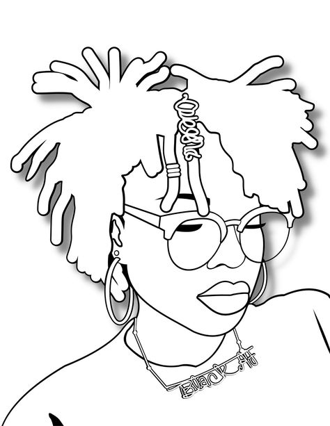 Cricut Coloring Pages, Drawing Of Black Women, Baddie Coloring Pages Printable, Spiritual Coloring Pages, Cover Page Printable, Black Women Coloring Pages, Locs Art, African Drawings, People Coloring Pages