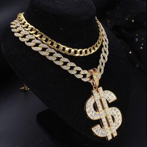 Material: Enviromental Copper + 18k real gold/white gold plating Finish: 5 times plating Stone Type: 3A+ Cubic Zirconia Chain Length: 16"/18"/20"/22"/24 Pendant length: 63mm/2.48inch Pendant width: 36mm/1.42inch Clasp length: 13mm/0.51inch First chain: 10mm stainless steel chain (Upper) Second chain: 13mm cuban chain (Down) Big Gold Chains, Cuban Choker, Layer Necklaces, Hip Hop Bling, Cuban Link Necklace, Expensive Jewelry Luxury, Double Layer Necklace, Choker Set, Layered Chains