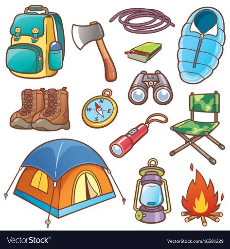 Camping Supplies, Camping Equipment, Camping Cartoon, Camping Icons, Camping Clipart, Camping Decor, Camping Theme, Camping Outfits, Camping Ideas