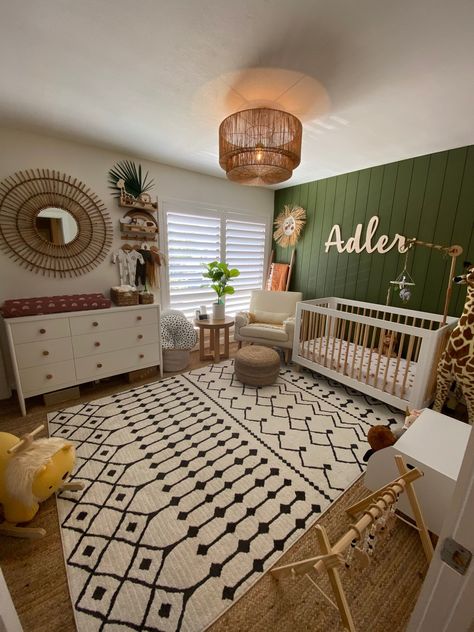 Boho Nursery with Safari Accents Gender Natural Nursery, Desert Nursery Theme, Boho Nursery Neutral, Safari Baby Room, Baby 2024, Bookshelf Room, Boho Baby Nursery, Pooh Nursery, Baby Nursery Inspiration