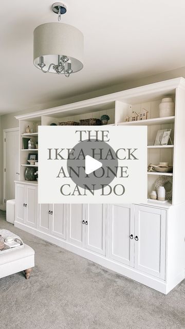 Kayla Reynolds on Instagram: "Want built-ins on a budget? Here’s how we saved more than £4K by creating our own with @ikeauk Havsta units! I’ve had a lot of new followers since I last shared our media unit on here and I’m getting questions daily so if you’re new around here, here’s what we purchased: • 2 x Havsta base units • 2 x Havsta cabinets with bookshelves • @frenchicpaint in Wedding Cake (the perfect IKEA whit paint match!) A local carpenter helped us fit the tongue and groove panelling, the extra MDF shelf above the TV and across the top of the cabinets, and cornice but this could easily be done yourself! In total we spent around £1,100 for everything (based on ikea prices in Jan 2022) - saving us almost £4K! Head to my Media Unit highlight for more info! #mediaunit #ikeahac Shelf Above Tv, Wardrobe With Tv Unit, Ikea Lounge, Built In Tv Unit, Ikea Tv Unit, Built In Tv Cabinet, House Purchase, White Built Ins, Modern Country Decor