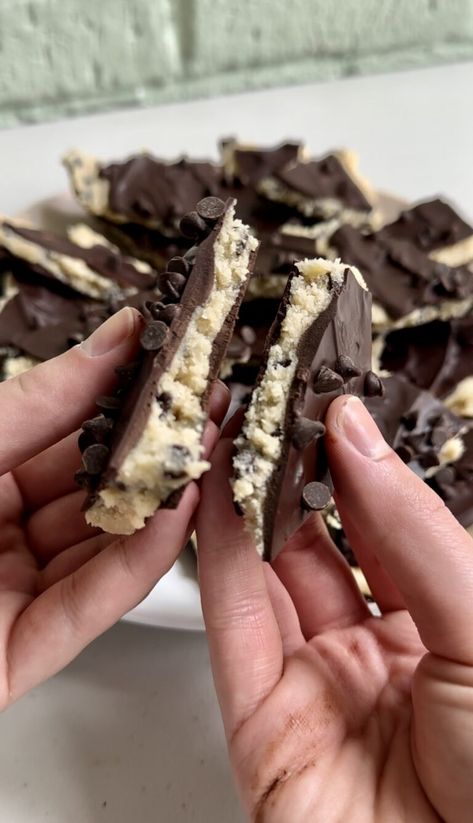 Cookie Dough Bark - Dang That's Sweet Cookie Dough Bark, Bark Candy, Eggless Cookie Dough, Cookie Dough Ingredients, No Bake Cookie Dough, Cookie Dough Bars, Cookie Recipes Unique, Chocolate Cookie Dough, Edible Cookies