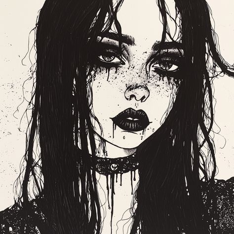 Insecure 🖤  #goth #gothart #art #fantasy #kunst #mycreation Goth Aesthetic Art, Goth Character Design, Gothic Painting Ideas, Goth Art Dark, Anime Gothic, Sweet Vibes, Gothic Artwork, Character Pictures, Bizarre Art