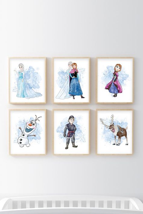 Frozen Kids Room Wall Art Frozen Girls Bedroom, Frozen Inspired Bedroom, Frozen Bedroom Decor, Wall Art For Girls Bedroom, Frozen Wall Art, Disney Playroom, Frozen Poster, Frozen Bedroom, Princess Canvas