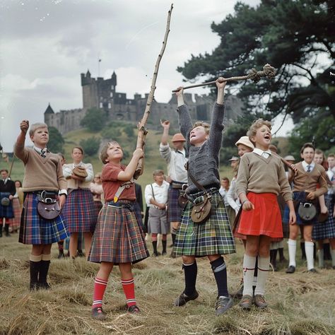 "Highland Games Fun: #ChildrenInKilts enjoying traditional #ScottishGames with a #HistoricCastle in the background. #kidsplay #TartanTradition #familyfun ⬇️ Download and 📝 Prompt 👉 https://stockcake.com/i/highland-games-fun_451867_490087" Scottish Games, Independence Day India, Fun Image, Highland Games, Tartan Kilt, 2025 Vision, A Castle, Cartoon Cat, Kilt