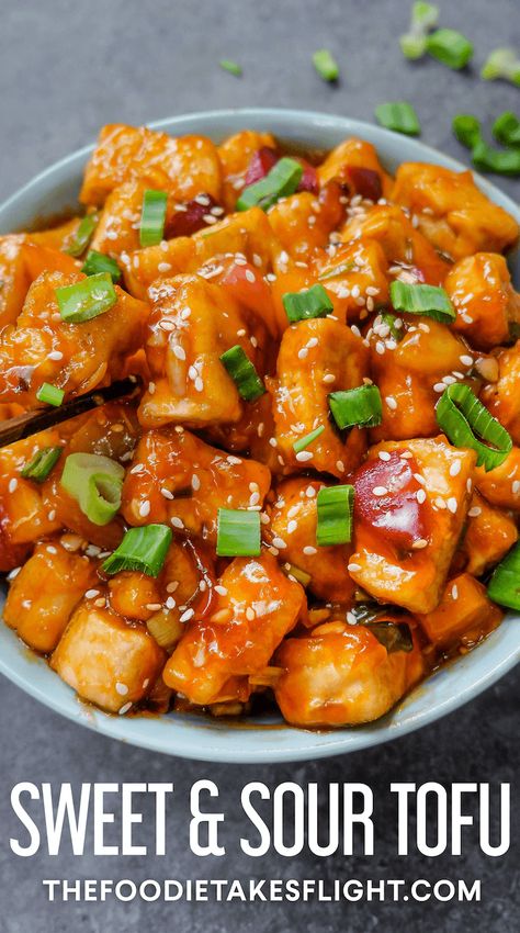 Vegan Sweet And Sour, Foods Korean, Plated Dishes, Sweet And Sour Tofu, Asian Tofu, Resep Vegan, Tofu Recipes Healthy, Tempeh Recipe, Vegan Chinese