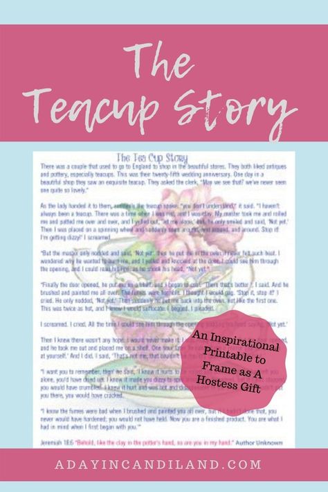 The Teacup Story Printable Tea Cup Story, Teacup Story, Church Ladies Tea Party, Cup Story, Tea Party Activities, Scripture Tea, Tea Time Party, Kids Tea Party, Bible Study Gifts