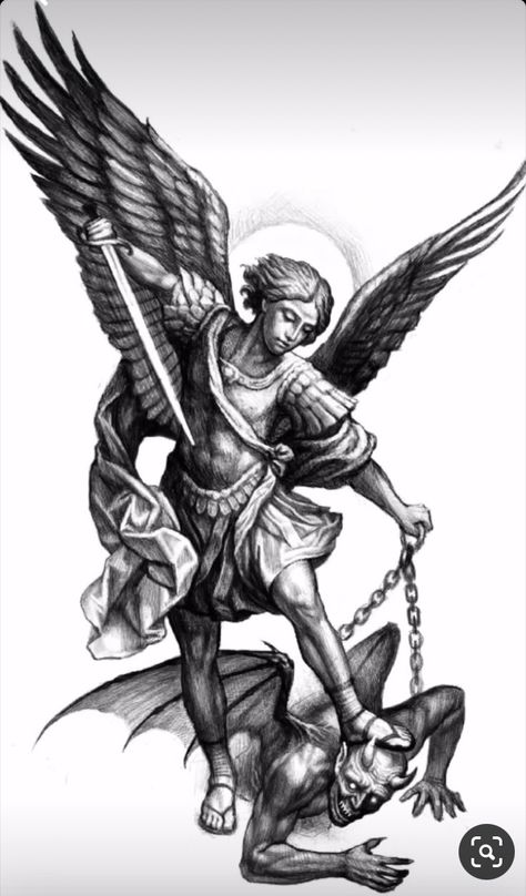 Saint Michael Drawing Art, Arch Angel Tattoo Saint Michael, Arc Angel Tattoo Design, Michael Defeating Lucifer Tattoo, St Michael Tattoo Chest, Arc Angle Michael Tattoo, St Francis Tattoo Design, Chapel Tattoo Design, Saint Micheal Tattoo Design