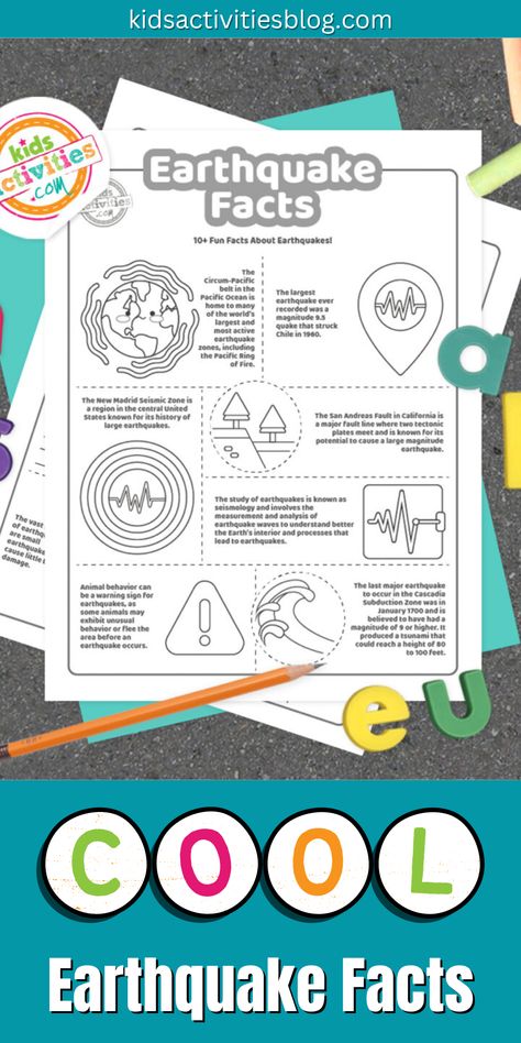 Do you have a budding scientist that is fascinated by cool earthquake facts? Do they read anything associated with the United States Geological Survey about seismic activity or natural disasters on the earth’s surface? If they love anything related to earthquakes use these earthquake facts coloring pages at home or in the classroom. File Decoration, Tectonic Plates, School Journals, Weather Unit, Lab Activities, Science Projects For Kids, Homeschool Programs, Homeschool Learning, Kids Projects