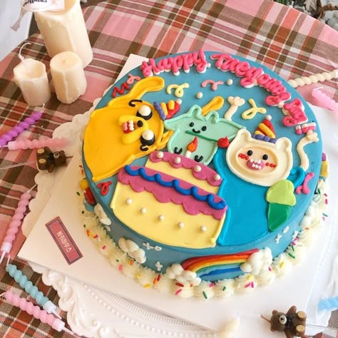 Adventure Time Birthday Cake, Adventure Time Cake, Adventure Time Cakes, Adventure Time Birthday, 25th Birthday Cakes, Anime Cake, Pastel Cupcakes, Funny Birthday Cakes, Mini Cakes Birthday