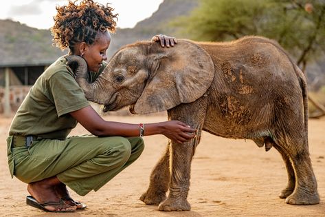 a woman crouches down to greet a baby elephant World Elephant Day, Elephants Photos, Elephant Sanctuary, Baby Goats, Wildlife Sanctuary, Animal Sanctuary, African Elephant, Wildlife Conservation, Ecosystem