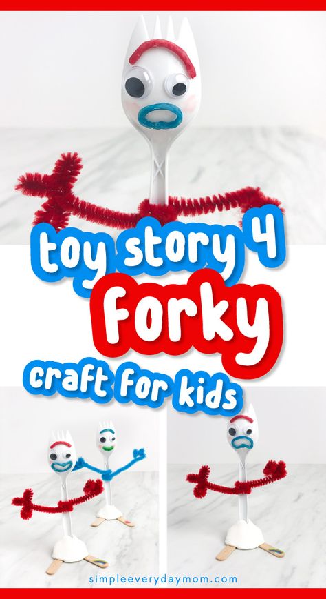 Learn how to make this cute and fun DIY Forky from Disney Pixar's Toy Story 4. It's a fun craft for kids that turns a spork into your child's favorite toy!! #kids Disney Activities For Kids, Forky Craft, Diy Forky, Disney Crafts For Kids, Toy Story Crafts, Disney Activities, Craft Clay, Craft Craft, Toy Story Birthday Party