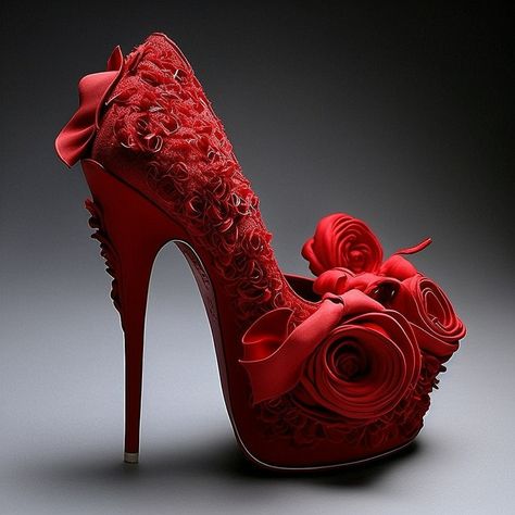 Shoe Artwork, Artsy Shoes, Whimsical Shoes, Magic Shoes, Red Wedding Shoes, Muses Shoes, Fairy Shoes, Flower Shoes, Fantastic Shoes