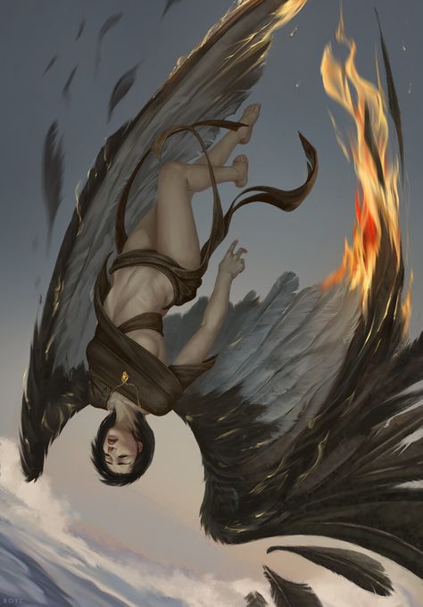 ArtStation - Falling Fallen Angel Concept Art, Falling Angles Drawing, Woman Falling Tattoo, Woman Falling Drawing, Falling Angel Aesthetic, Falling Art Reference, Falling Angel Wallpaper, Angel Falling Tattoo, Fallen Angel Illustration