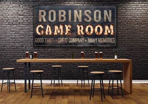 Arcade Sign, Game Room Sign, Room Decor Men, Theater Room Decor, Garage Game Rooms, Game Room Signs, Basement Games, Pool Table Room, Family Bar