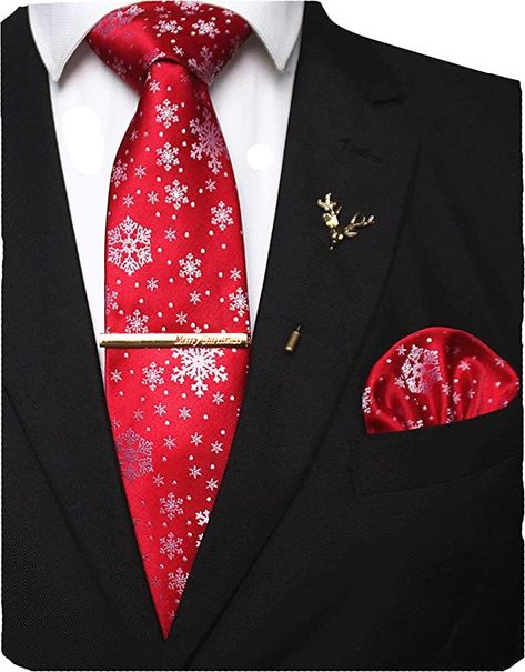 red, snowflake, tie, elegant, subtle, funny tie, chrsitmas for him, pocket square, cute, holiday, festive Funny Ties, Company Christmas Party, Christmas Ties, Groom Ties, Christmas Gift For Him, Holiday Gift Card, Tie Set, Best Christmas, Jacquard Weave