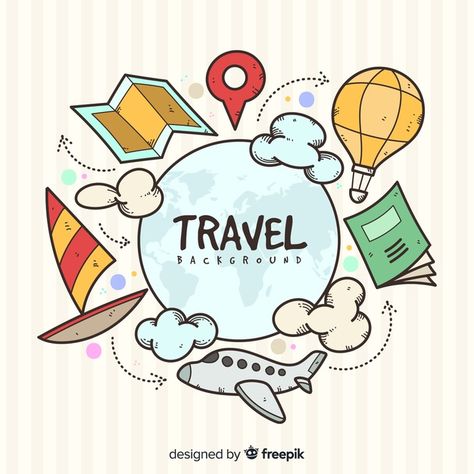 Discover thousands of copyright-free vectors. Graphic resources for personal and commercial use. Thousands of new files uploaded daily. Travelling Aesthetic, Travel Elements, Travel Doodles, Traveling Aesthetic, Travel Aesthetics, Travel Clipart, Travel Culture, Travel Drawing, Travel Icon