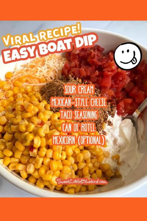 This photo show the ingredients for Boat Dip in a mixing bowl, ready to mix. Easy Cheap Dips Appetizers, Easy Snacks For Vacation, Easy Boat Dip, Dips To Make For The Beach, Dips For Boat, Pool Dips Recipes, Easy Apps For Pool Party, Boat Dip Southern Living, Easy Beach Desserts