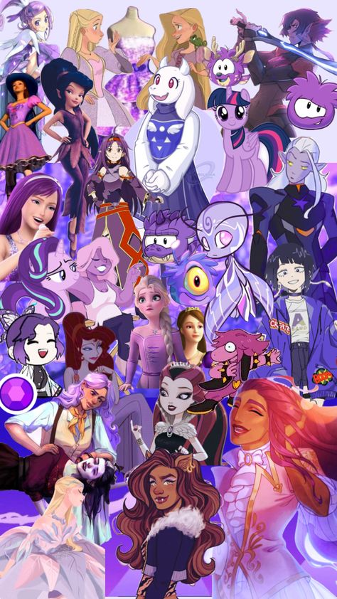 #purpleboard #purple Colours That Match With Purple, Purple Hair Character Cartoon, Purple Characters Cartoon, Purple Characters, Purple Cartoon Characters, Colored Characters, Rainbow Cartoon, 30 Day Art Challenge, Disney Character Art