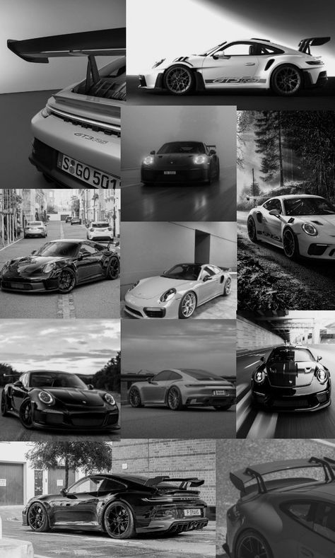 Cars Collage Wallpaper, Car Collage Wallpaper, Sport Cars Aesthetic, Sports Car Aesthetic, Car Collage, Aesthetic Dark Wallpaper, Porsche Aesthetic, Black Car Wallpaper, Carros Porsche