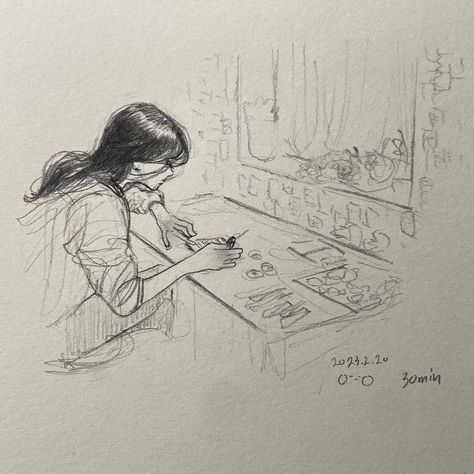 Girl Studying Drawing, Children Poses, Design Portrait, Inktober 2024, Instagram 2023, Draw Ideas, Portrait Sketch, Girl Sleeping, Art Diary