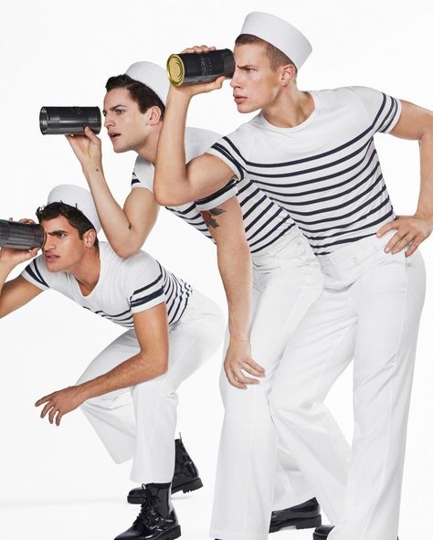 Sailor Aesthetic, Augusta Alexander, Sea Costume, Sailor Jean, Polo Shirt Outfits, Welcome On Board, Latino Men, Aesthetic Outfits Men, Men Photoshoot