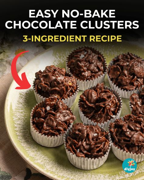 No-Bake Chocolate Clusters Recipe Clusters Recipe, Cornbread Muffins Recipe, Chocolate Clusters, Diy Joy, Slushie Recipe, 3 Ingredient Recipes, Chocolate Oatmeal, Easy No Bake, Dried Cherries