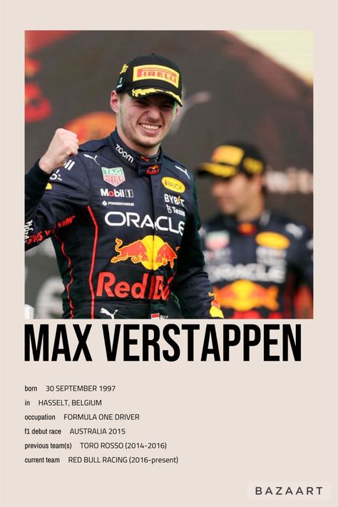 F1 Poster Max Verstappen, F1 Scrapbook, F1 Prints, Max Verstappen Poster, F1 Racing Poster, Redbull F1, F1 Redbull, Driver Card, Formula 1 Iphone Wallpaper