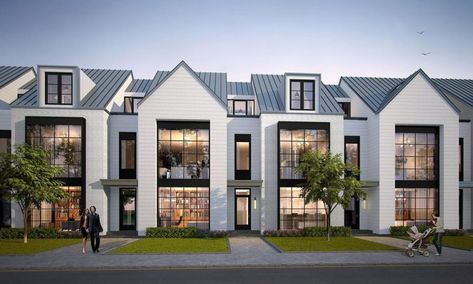 Modern Townhome - Exterior Cape Cod Architecture, Modern Cape, Townhouse Exterior, Modern Townhouse, Plans Architecture, Be Design, Townhouse Designs, Real Estat, Row House