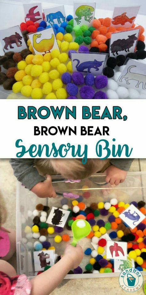 Bear Sensory Bin, Brown Bear Brown Bear Activities, Eric Carle Activities, Sensory Bin Ideas, Toddler Sensory Bins, Brown Bear Brown Bear, Preschool Colors, Education Positive, Toddler Sensory