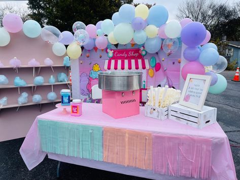 #trunks #trunkortreat #candy Cotton Candy Trunk Or Treat, Candy Trunk Or Treat, Tis So Sweet, Ice Cream Stand, Candy Cart, Trunk Or Treat, Candy Party, Candy Shop, So Sweet