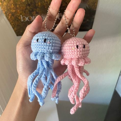 Jellyfish, Crochet, Toys, Animals, Jellyfish Keychain, Keychains