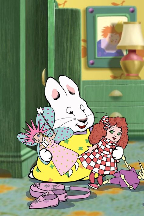 This might be specific to me, but I was always so obsessed with Ruby's dolls- like I wanted them for myself Childhood Memories Wallpaper, Ruby And Max Aesthetic, Max And Ruby Cake Cartoon, Max And Ruby Coloring Pages, Max And Ruby Drawing, Max And Ruby Wallpaper, Max And Ruby Pfp, Ruby From Max And Ruby, Max And Ruby