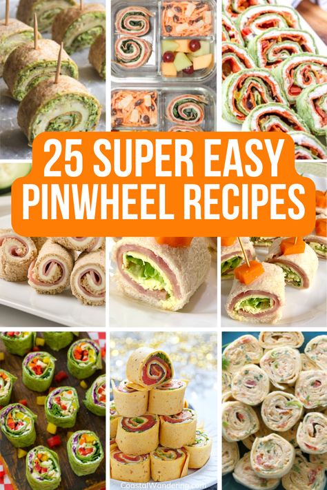 25 Super Easy Pinwheel Recipes Healthy Lunch Pinwheels, Recipes For Pinwheels, Easy Appetizers Pinwheels, Summer Pinwheel Recipes, Diy Pinwheels Food, Roll Ups Tortilla Pinwheels Healthy, Appetizers With Tortillas, Easy Pinwheels Appetizers, Sandwich Pinwheel Recipes