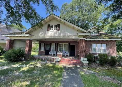 Circa 1927 Lovely Affordable Home in Aulander, NC $75K - Old Houses Under $100K Tiled Bath, Brick Fireplace, Old House, Old Houses, Curb Appeal, Wood Floors, Hardwood Floors, Fireplace, Cabin