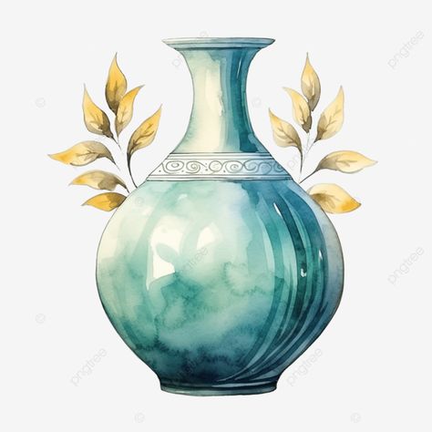 watercolor vintage element vase vase watercolor vintage png Watercolor Vase Painting, Object Watercolor, Vase Drawing, Vase Watercolor, Transparent Watercolor, Watercolor Vintage, Vintage Png, Art Study, Transparent Image