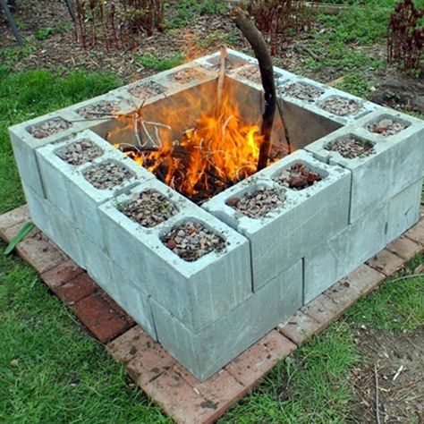 Cinder Blocks, Diy Fire Pit, Outdoor Fire, Outdoor Fire Pit, Fire Pit, Furniture Sets, Outdoor Furniture Sets, Outdoor Furniture, Outdoor Decor