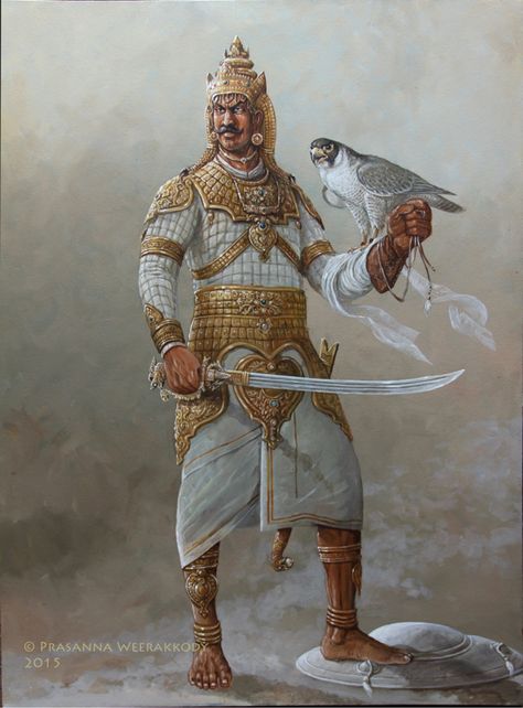 Artists Impression of Warrior King Rajasinghe I in period armor, sri, lanka, artist, painting. prasanna, weerakkody Asian History, भारतीय इतिहास, Warrior Paint, Ancient Armor, Warrior King, Ancient Warfare, Historical Armor, Armadura Medieval, Vedic Art