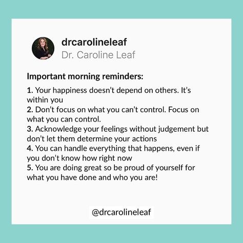 Caroline Leaf Quotes, Dr Caroline Leaf, Leaf Quotes, Caroline Leaf, Today Is A New Day, No Matter What Happens, Mind Over Matter, Start Again, Spiritual Health