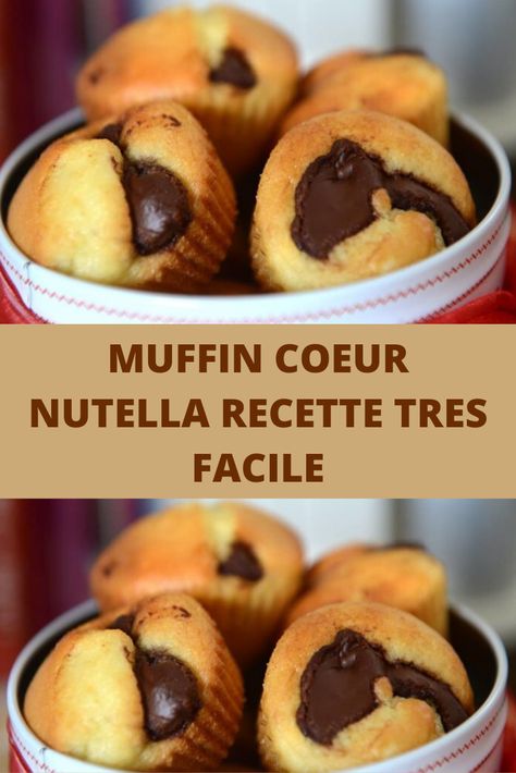 Muffin Coeur Nutella recette tres facile – Page 2 – Toutes recettes Best Muffin Recipe, Nutella Muffin, Nutella Muffins, Easy Blueberry Muffins, Nutella Desserts, Muffin Recipes Blueberry, Christmas Cake Recipes, Healthy Desserts Easy, Homemade Cookies