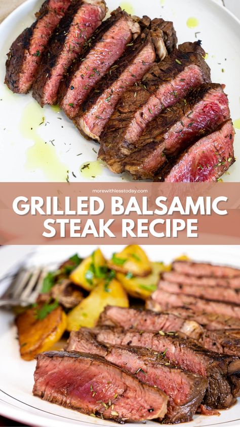 Flat Iron Steak Marinade, Balsamic Marinade For Steak, Steak Salad Recipe, Balsamic Steak, Great Salad Recipes, Balsamic Marinade, Salad With Balsamic Dressing, Make Lunch, Delicious Steak