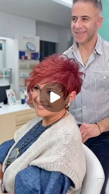 Tony Ibrahim on Instagram: "The secret to building your dream clientele is to hustle!  @azouryoussi  #neverstop #hairstylist #hairart #hairlove #haireducation #hairtutorial #hairgoals #haircut #hairideas #haircolor" Short Haircuts Asymmetrical, Hair Styling Videos For Short Hair, Hair Spikes Hairstyles, Womens Short Pixie Haircut, Angled Pixie Haircut, Over 50 Pixie Hairstyles, Back Of Head Haircut, Cindy Lauper Hair, Short Back Long Front Haircut