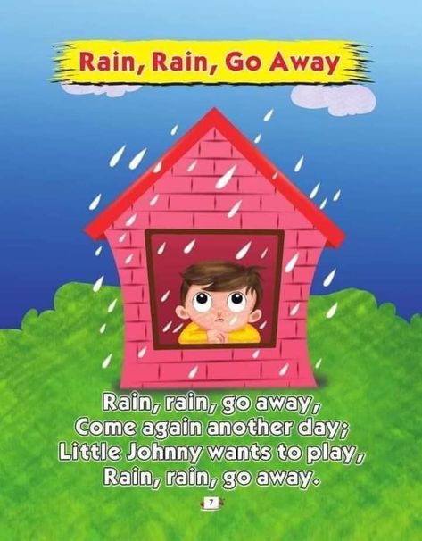 Rain rain go away kids poem. Kindergarten and preschool poem for kids. homeschooling worksheet Rain Rhymes, Poem With Rhyming Words, Poem Kindergarten, Poem English, Rhyming Poems For Kids, Nursery Poem, Poem For Kids, Caterpillar Activities, Hindi Rhymes