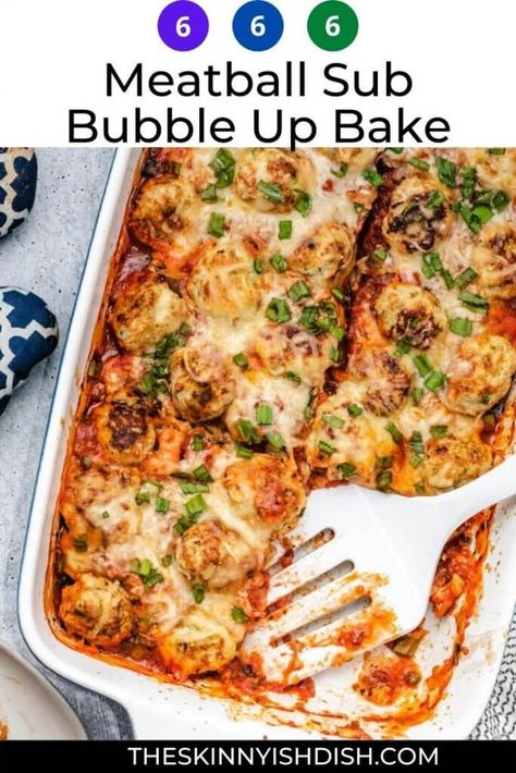 Bubble Up Bake, Marinara Meatballs, Meatballs And Cheese, Skinnyish Dish, Meatball Dinner, Yummy Casserole Recipes, Meatball Sub, Ww Freestyle, Meatball Subs