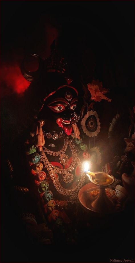 Devi Jagat Janani Kali's photo is Taken in Diyas light Maa Kali Photo, Kali Picture, Maa Kali Images, Kali Puja, Meldi Ma Hd Photo, Maa Wallpaper, Kali Mata, Aadi Shakti, Best Friend Pictures Tumblr