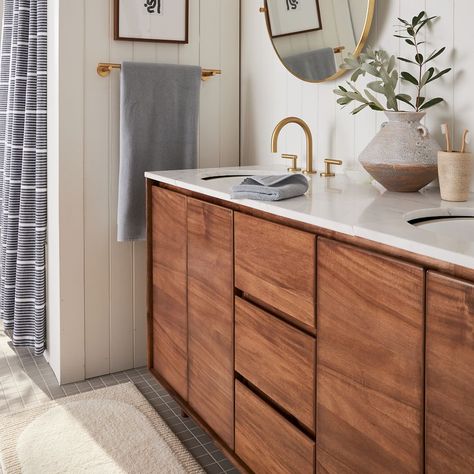 Bathroom Vanity Organization Ideas, Dual Sink Vanity, Bathroom Vanity Organization, Bathroom Vanity Ideas, 36 Inch Bathroom Vanity, Japanese Bathroom, Mid Century Modern Bathroom, Vanity Ideas, Bathroom Redesign