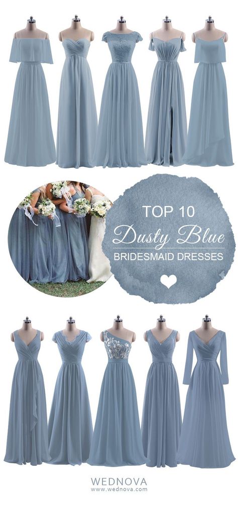 Long Sleeve Chiffon Dress Short, Dusty Blue Lace Bridesmaid Dresses, Long Sleeve Bridesmaid Dress Blue, Bridesmaid Dresses Ideas With Sleeves, Dusty Blue Long Dress, Modest Dusty Blue Bridesmaid Dresses, Dusty Blue Entourage, Modest Blue Bridesmaid Dresses, Bridesmaid Dresses Blue Dusty